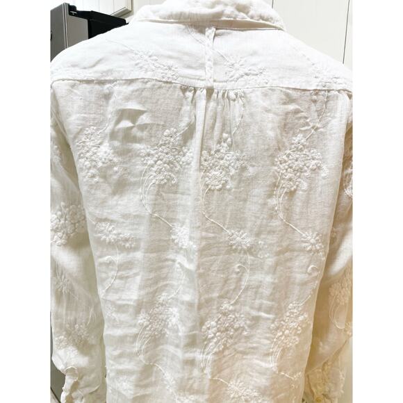 CP Shades Floral Embroidered White Linen Tunic Top Tunics Pockets XS - Picture 10 of 11